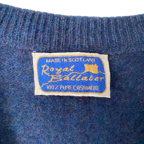 Vintage Royal Ballater Made in Scotland Blue Cahsmere Argyle Vest size 40 - Picture 3 of 8